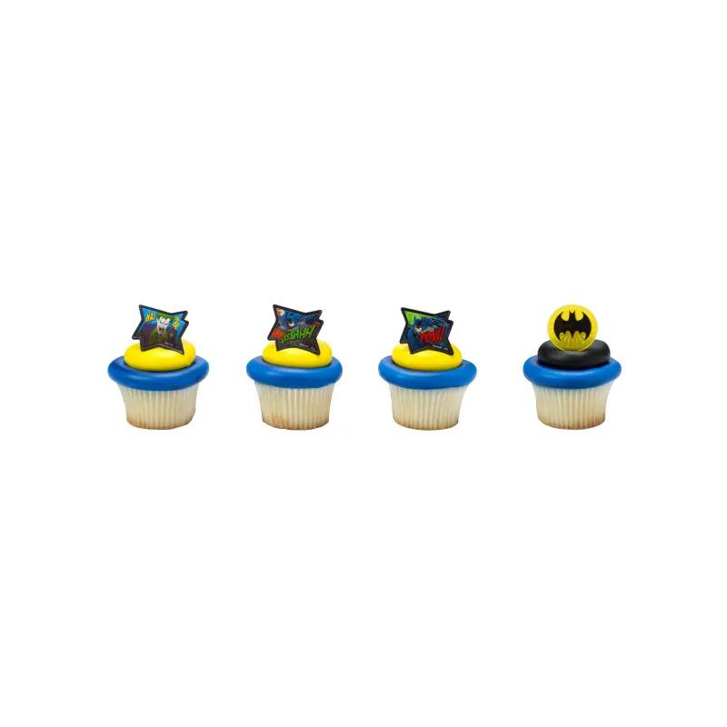 Cake & Cupcake Topper Ring Plastic Multicolor Batman Pow Whooshhh 144/Pack