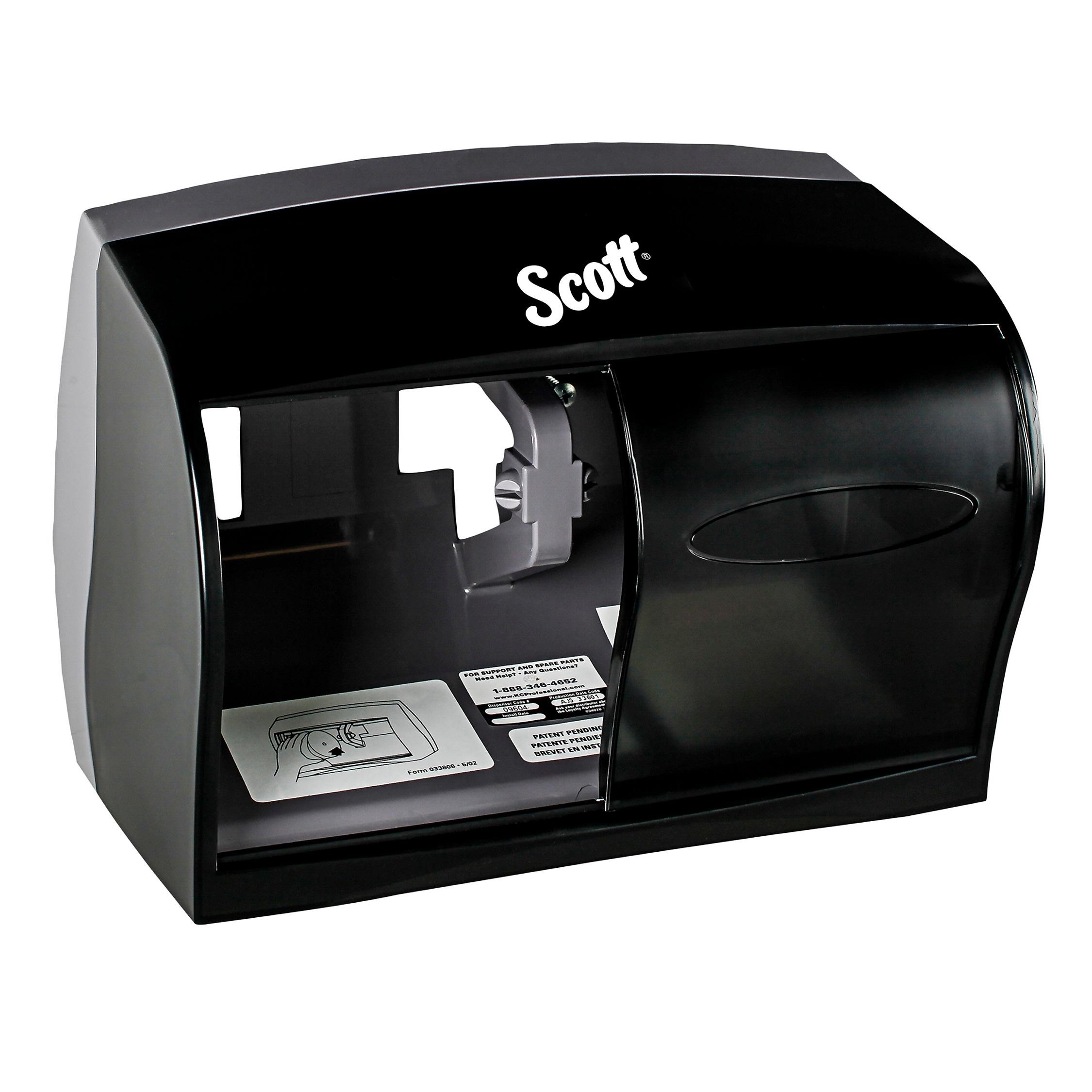 Scott® Essential Toilet Paper Dispenser 11X7.63X6 IN Wall Mount Black 2-Roll Coreless 1/Each