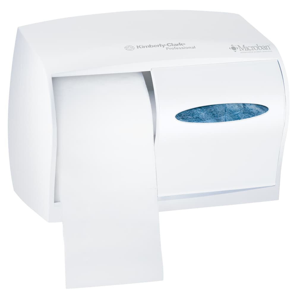 Scott® Essential Toilet Paper Dispenser 11X7.63X6 IN Wall Mount White Double Roll Standard (SRB) Coreless 1/Each