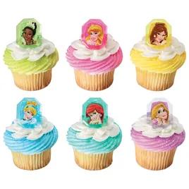 Cake & Cupcake Topper Ring Plastic Multicolor Disney Gemstone Princesses 144/Pack