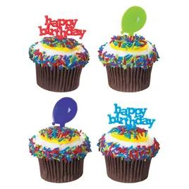 Cake & Cupcake Topper Pick Plastic Multicolor Mini Birthday Assortment 144/Pack