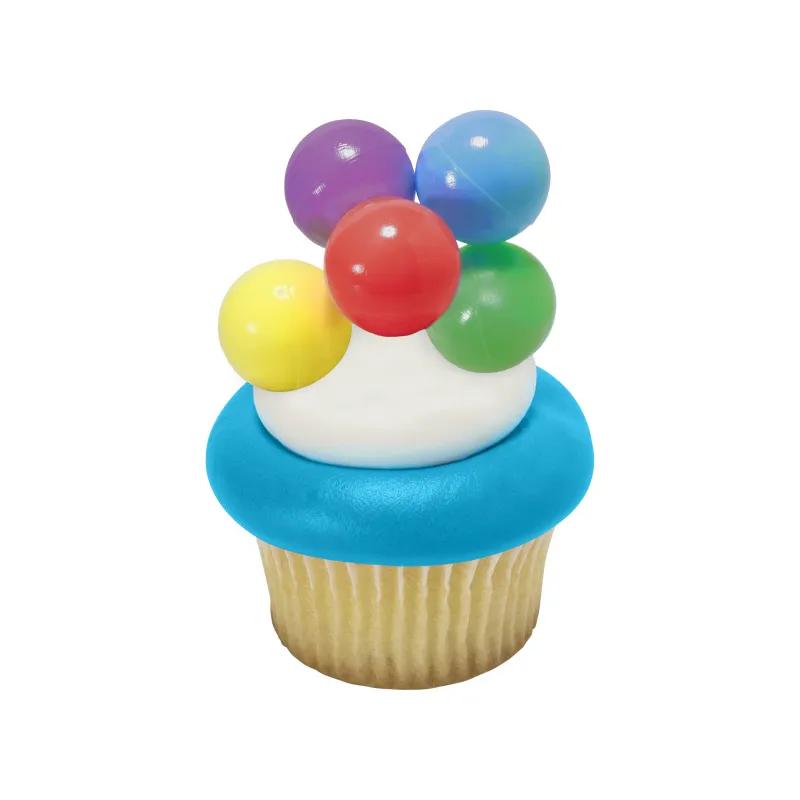 Cake & Cupcake Topper Pick Plastic Multicolor Primary Balloon Cluster 36/Pack