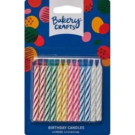 Birthday Candle Wax Primary Glitter Spiral 12/Pack