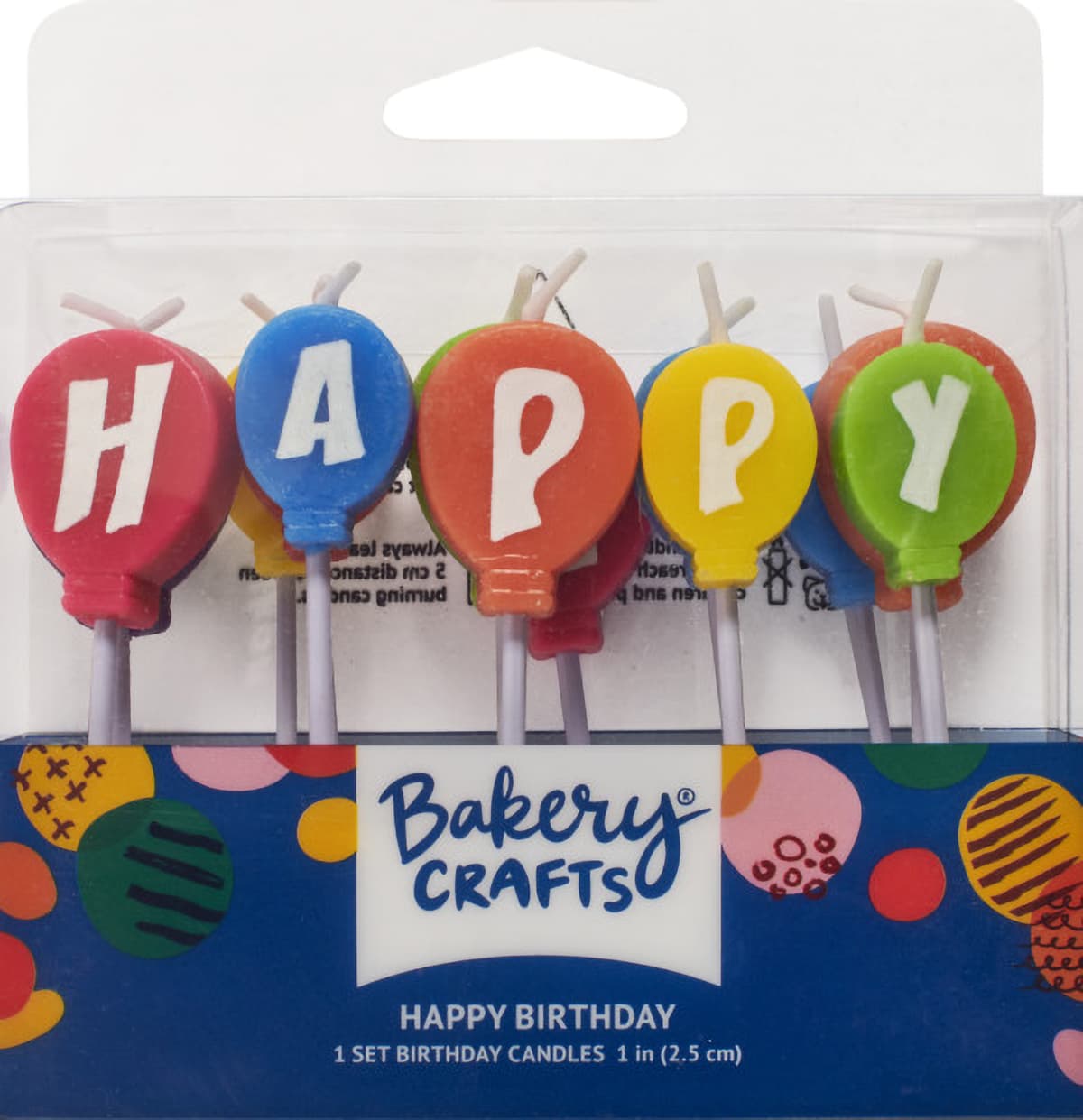 Decoration Candle Wax Multicolor Happy Birthday Balloons 6/Pack