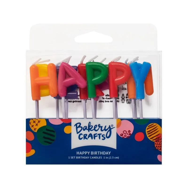 Letter Candle Wax Multicolor Happy Birthday 6/Pack