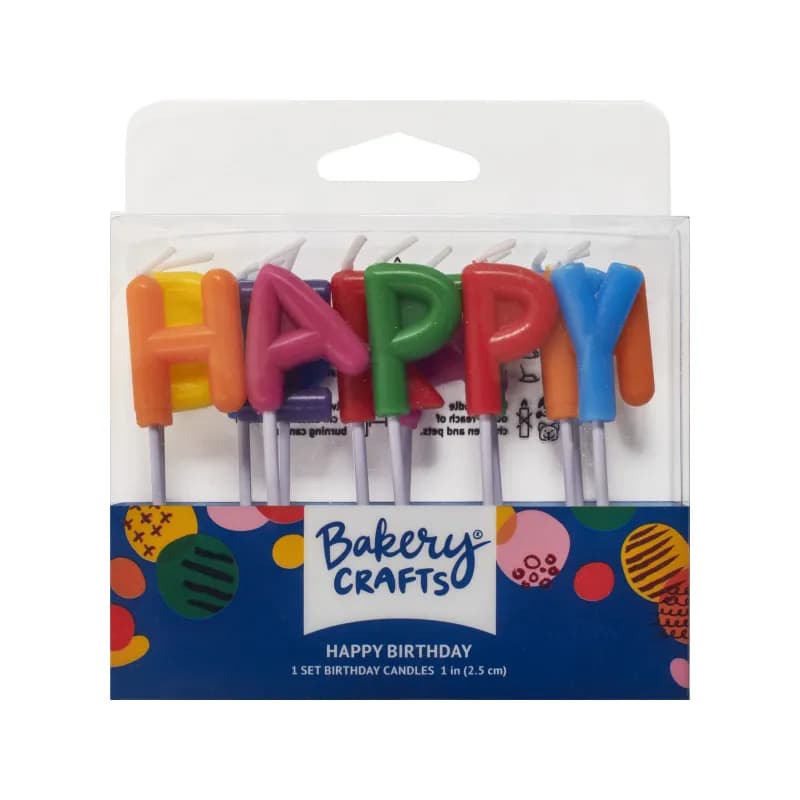 Letter Candle Wax Multicolor Happy Birthday 6/Pack