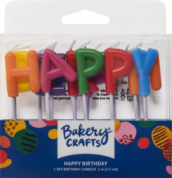 Letter Candle Wax Multicolor Happy Birthday 6/Pack