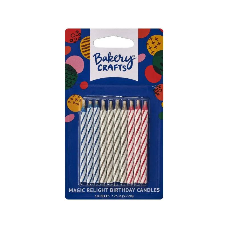 Birthday Candle Wax Blue Pink Gray Magic Re-Light 12/Pack