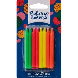 Small Neon Birthday Candle 2.5 IN Wax Multicolor 12/Pack