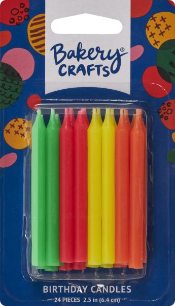 Small Neon Birthday Candle 2.5 IN Wax Multicolor 12/Pack