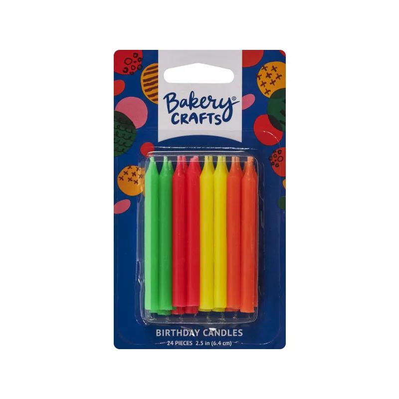 Small Neon Birthday Candle 2.5 IN Wax Multicolor 12/Pack