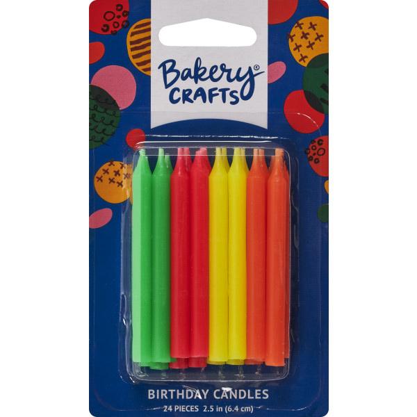 Small Neon Birthday Candle 2.5 IN Wax Multicolor 12/Pack