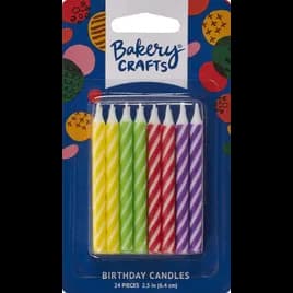 Birthday Candle 2.5 IN Wax Multicolor Brights Smooth & Spiral 24 Count/Pack 12 Packs/Case 288 Count/Case