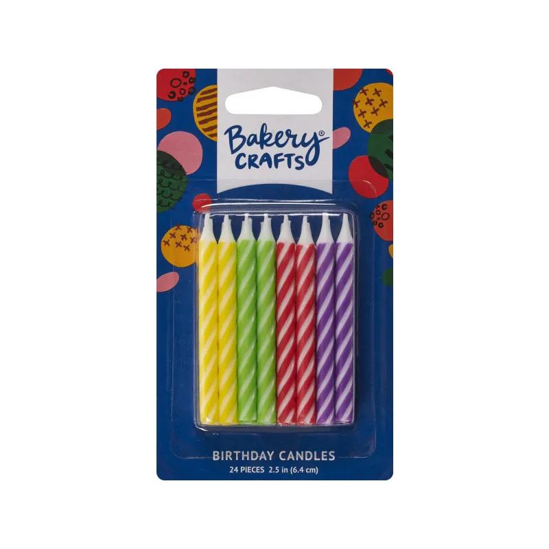 Birthday Candle 2.5 IN Wax Multicolor Brights Smooth & Spiral 24 Count/Pack 12 Packs/Case 288 Count/Case