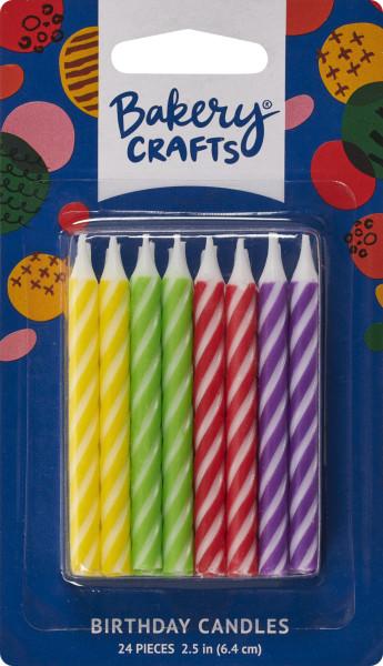 Birthday Candle 2.5 IN Wax Multicolor Brights Smooth & Spiral 24 Count/Pack 12 Packs/Case 288 Count/Case