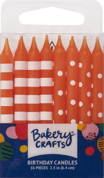 Birthday Candle 2.25 IN Orange Stripes & Dots 12/Pack