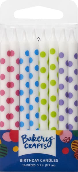 Birthday Candle 3.5 IN Wax White Polka Dot 12/Pack