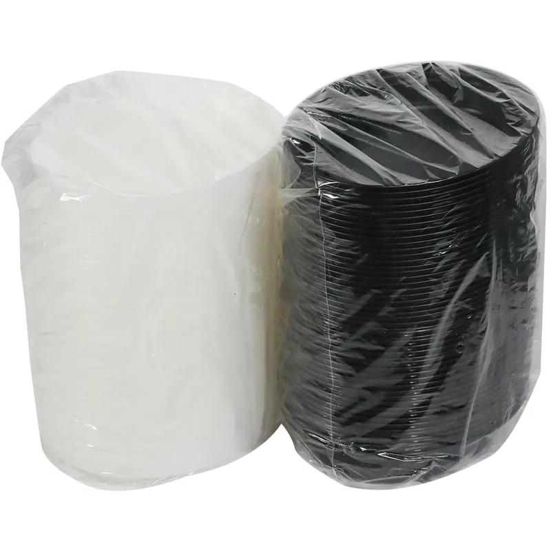 Take-Out Container Base & Lid Combo With Dome Lid 24 OZ PP Black Clear Oval 150/Case