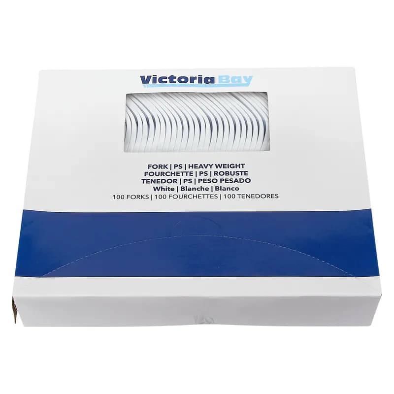 Victoria Bay Fork 7 IN PS White Heavy Duty 100 Count/Pack 10 Packs/Case 1000 Count/Case
