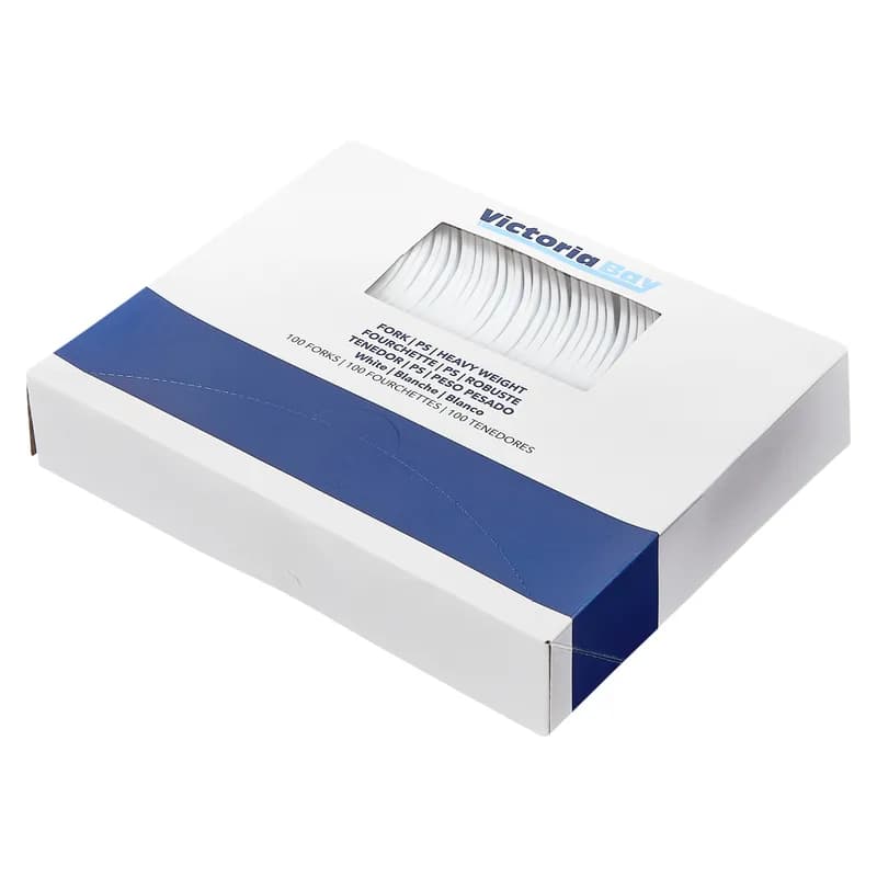 Victoria Bay Fork 7 IN PS White Heavy Duty 100 Count/Pack 10 Packs/Case 1000 Count/Case