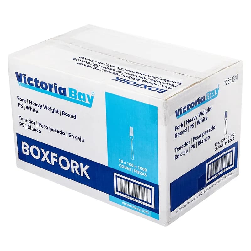 Victoria Bay Fork 7 IN PS White Heavy Duty 100 Count/Pack 10 Packs/Case 1000 Count/Case