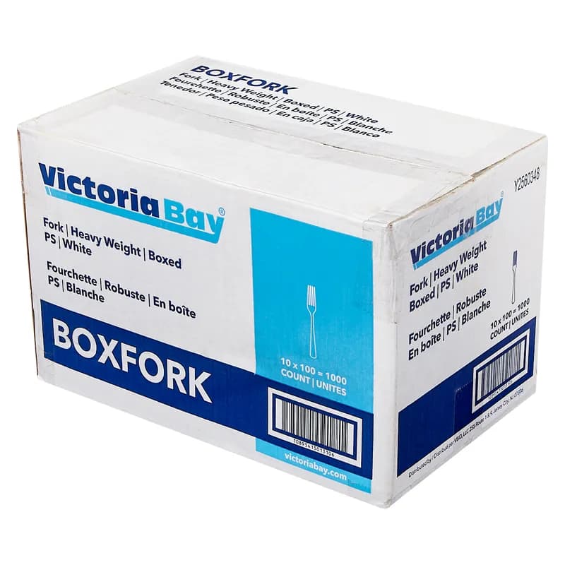 Victoria Bay Fork 7 IN PS White Heavy Duty 100 Count/Pack 10 Packs/Case 1000 Count/Case