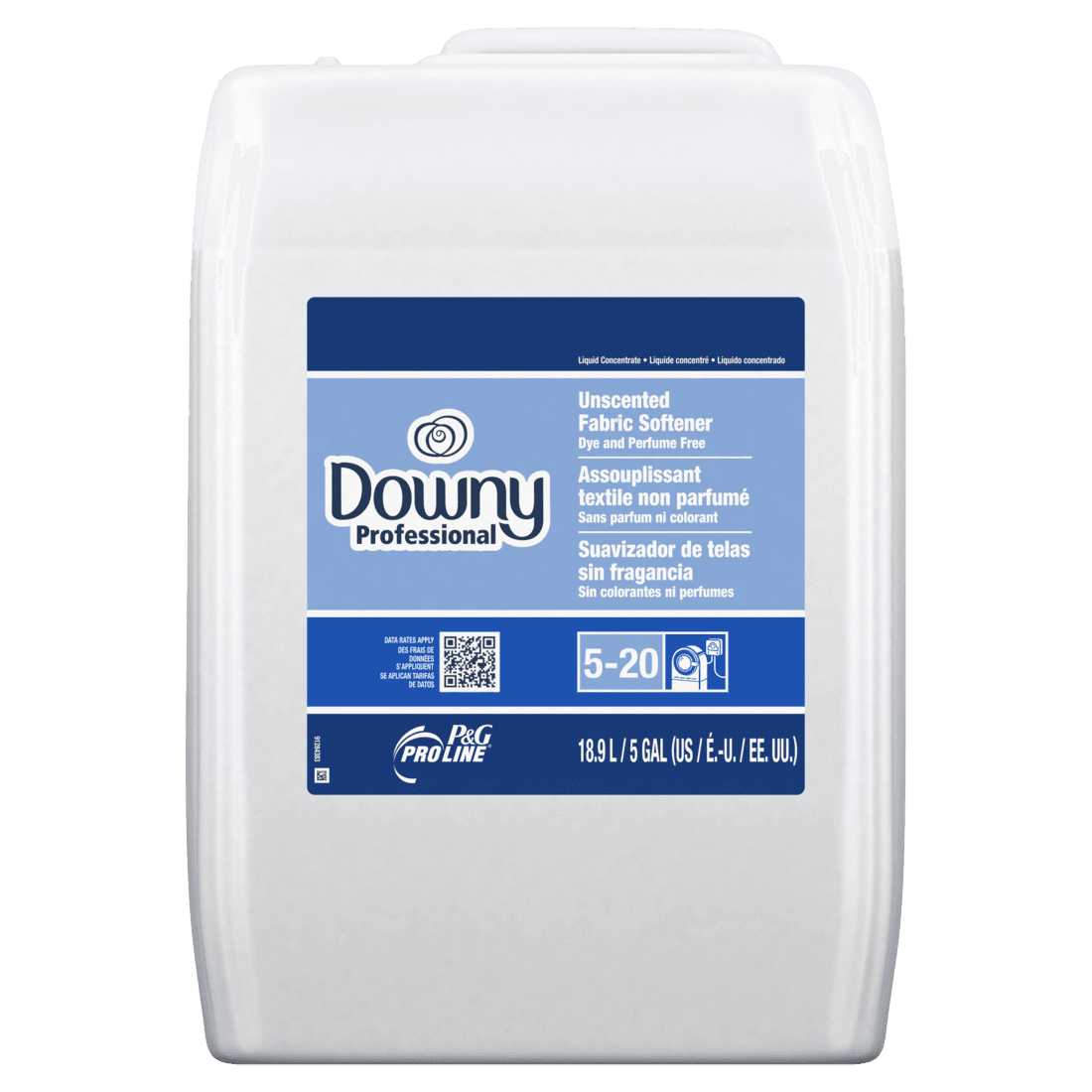 PGProLine Professional Downy® Unscented Laundry Softener 5 GAL Liquid Closed Loop Cleaner 1/Pail
