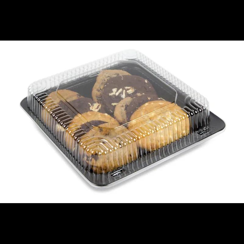 Take-Out Container Hinged 8X8 IN PET Black Square 300/Case