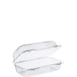 Dart® StayLock® Take-Out Container Hinged With Dome Lid 9X5.4X3.5 IN OPS Clear Oblong Bar Lock 125 Count/Pack 2 Packs/Case
