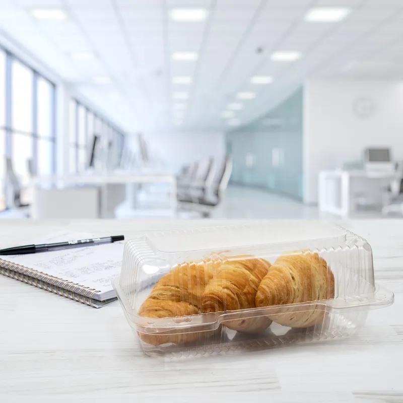 Dart® StayLock® Take-Out Container Hinged With Dome Lid 9X5.4X3.5 IN OPS Clear Oblong Bar Lock 125 Count/Pack 2 Packs/Case