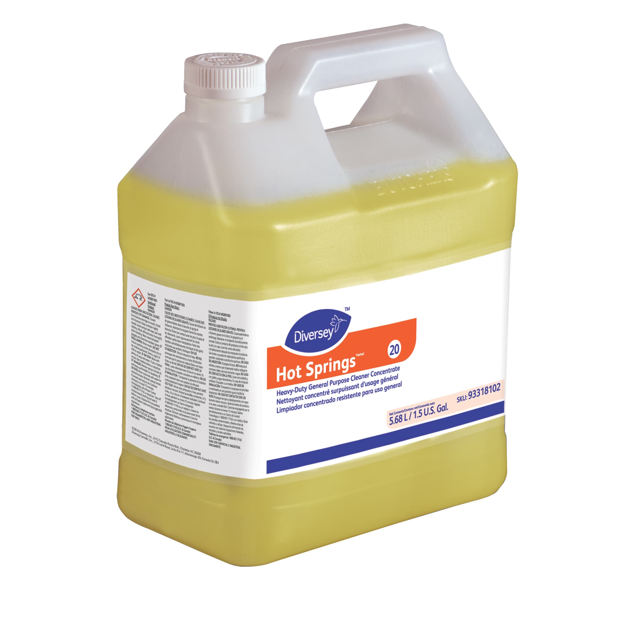 Hot Springs Citrus Scent All Purpose Cleaner 1.5 GAL Heavy Duty Daily Liquid Concentrate 2/Case