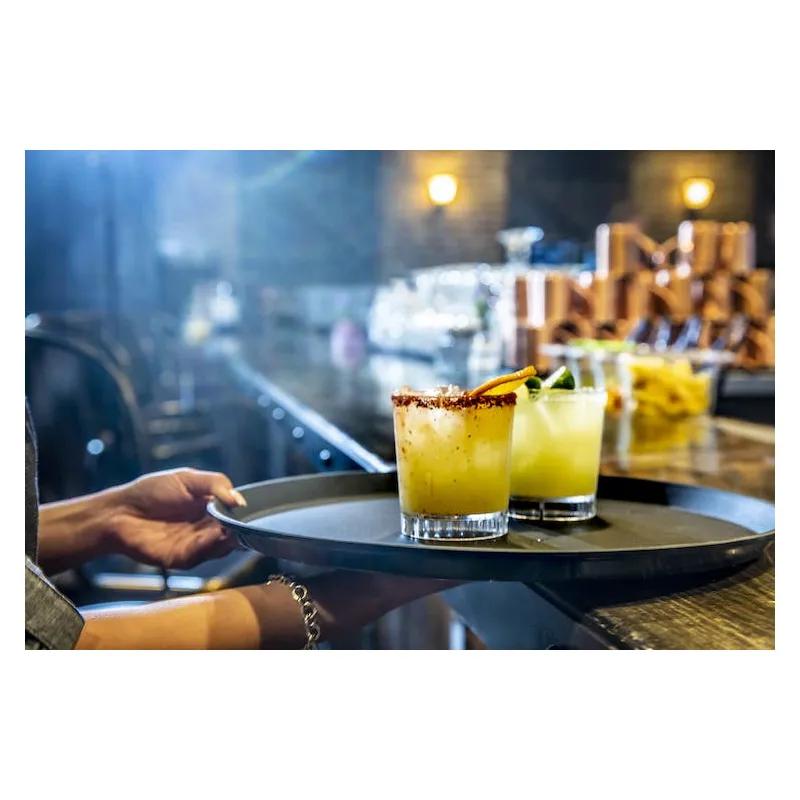 Camtread® Serving Tray 16 IN 1 Compartment Fiberglass Black Round Non-Skid 1600 Count/Case