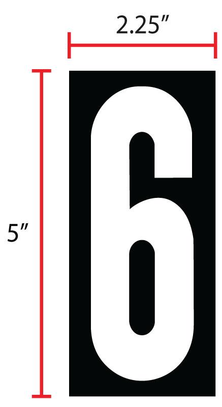 Gas Pumps Numbers 2.25X5 IN Plastic 20MIL White Black #6 Magnetic Weatherproof 25/Pack
