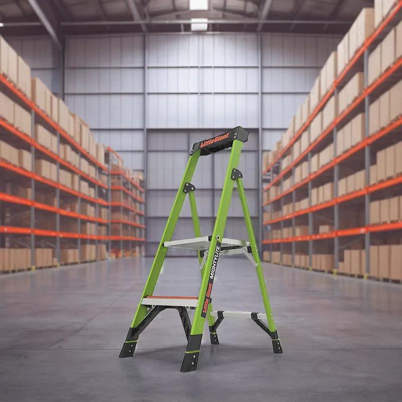 MightyLite Platform Ladder Fiberglass Rated for 300 lbs. Two Step 1/Each