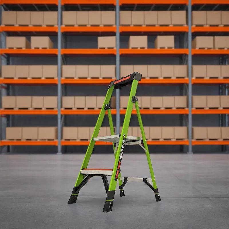 MightyLite Platform Ladder Fiberglass Rated for 300 lbs. Two Step 1/Each