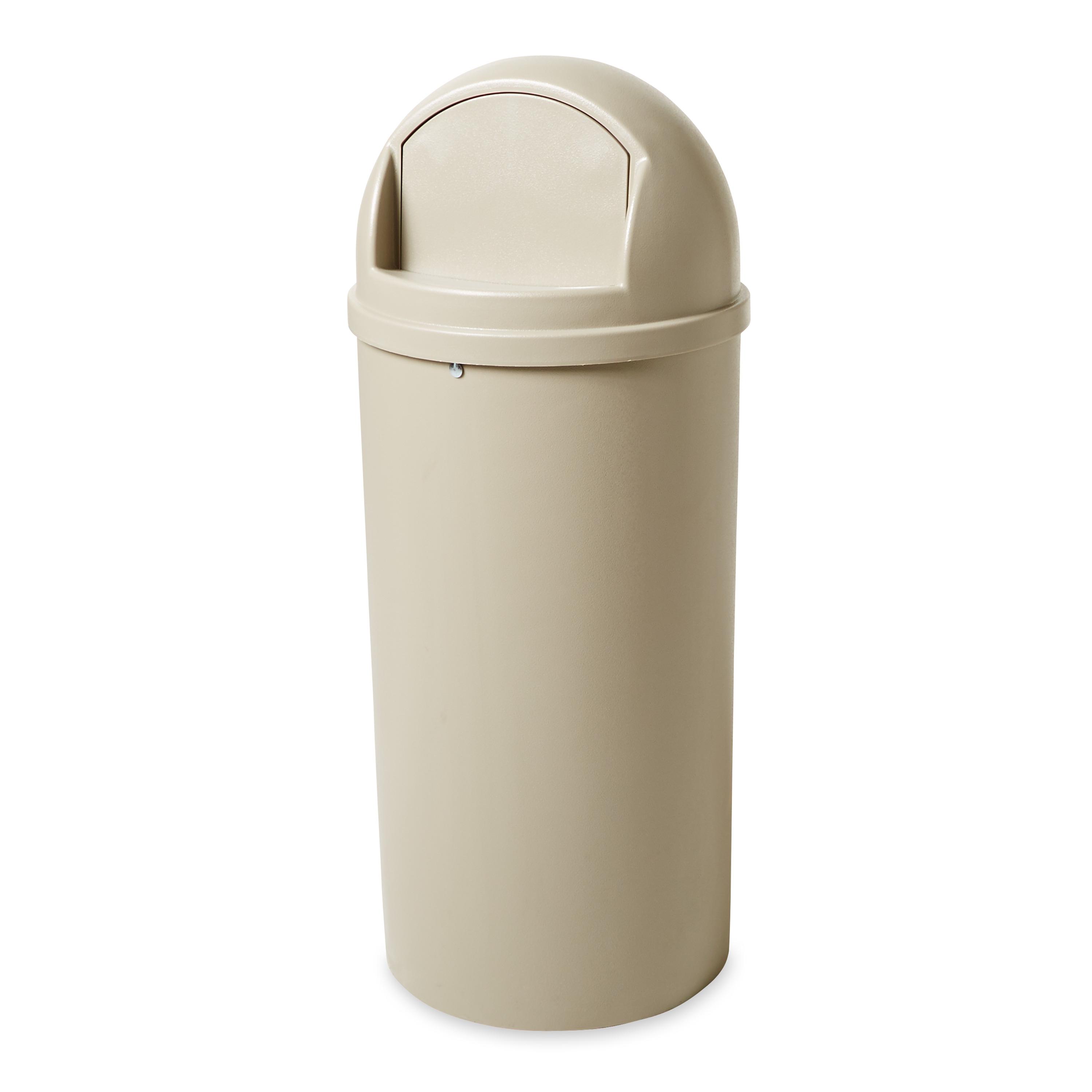 Can & Lid 15 GAL 60 QT Beige Round Resin With Dome Lid 1/Each