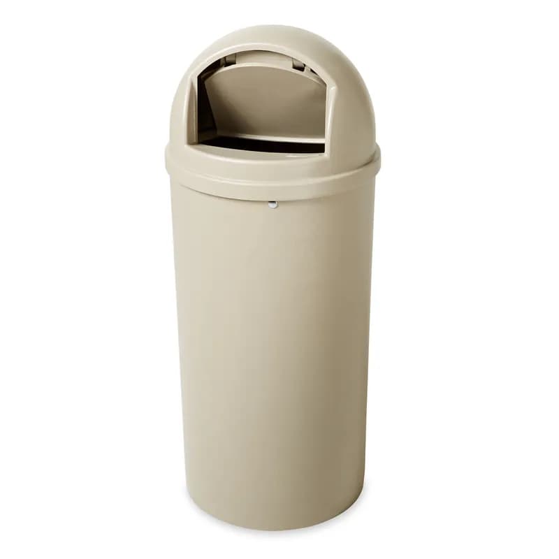 Can & Lid 15 GAL 60 QT Beige Round Resin With Dome Lid 1/Each