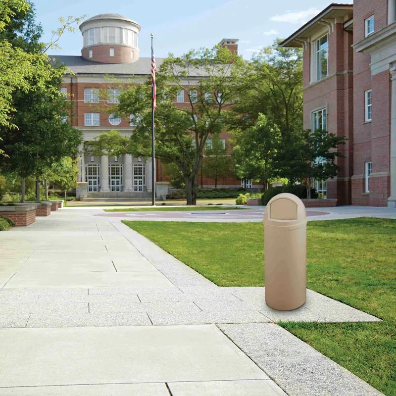 Can & Lid 15 GAL 60 QT Beige Round Resin With Dome Lid 1/Each