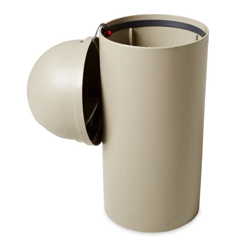 Can & Lid 15 GAL 60 QT Beige Round Resin With Dome Lid 1/Each