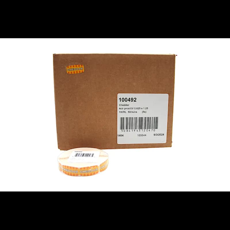 Cheddar Bakery Flavor Label 0.625X1.25 IN Oval 4 Color Process UV 1000 Count/Roll 50 Rolls/Case 50000 Count/Case