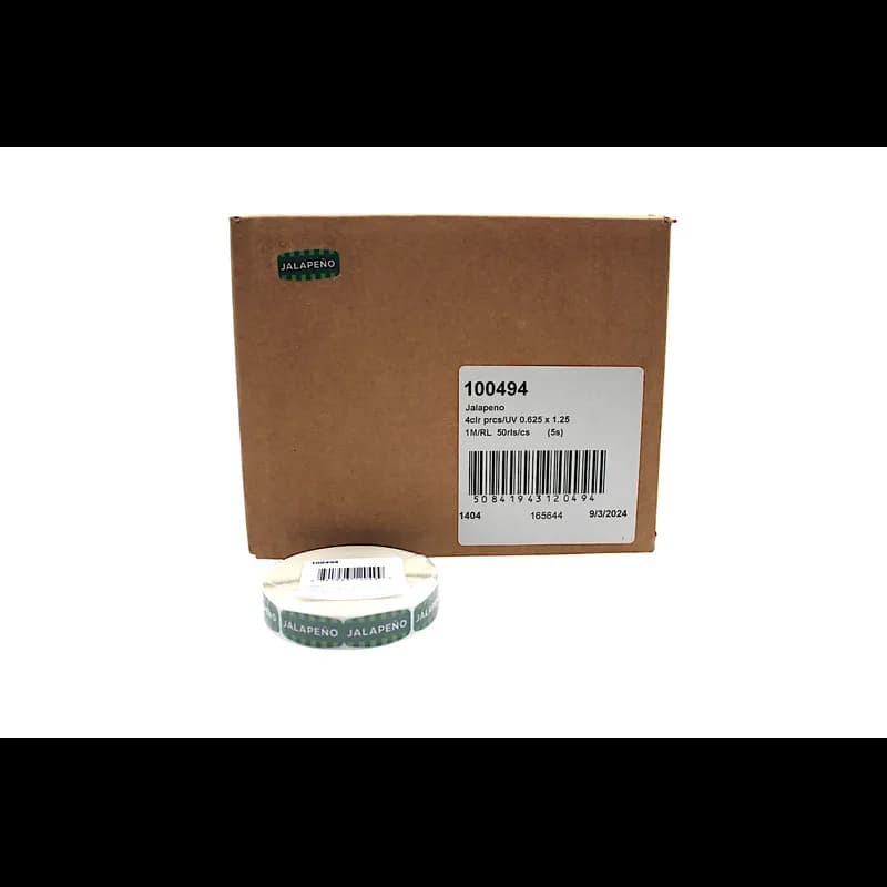 Jalapeno Bakery Flavor Label 0.625X1.25 IN Oval 4 Color Process UV 1000 Count/Roll 50 Rolls/Case 50000 Count/Case