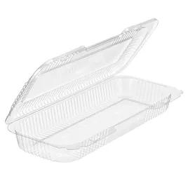 Essentials Danish Dessert Container Hinged With Flat Lid 45 OZ RPET Clear Rectangle 300/Case