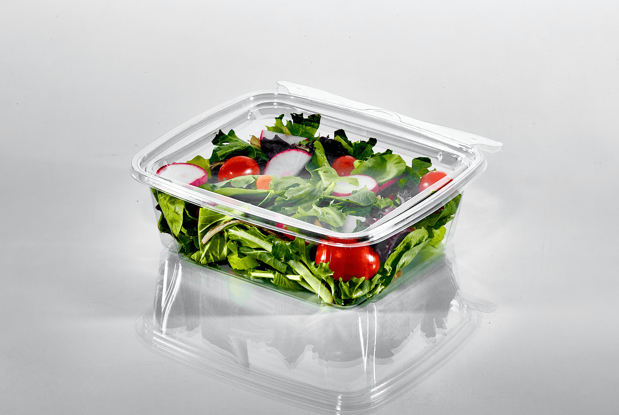 Fresh N' Sealed® Deli Container Hinged With Flat Lid 28 OZ PET Clear Rectangle 240/Case