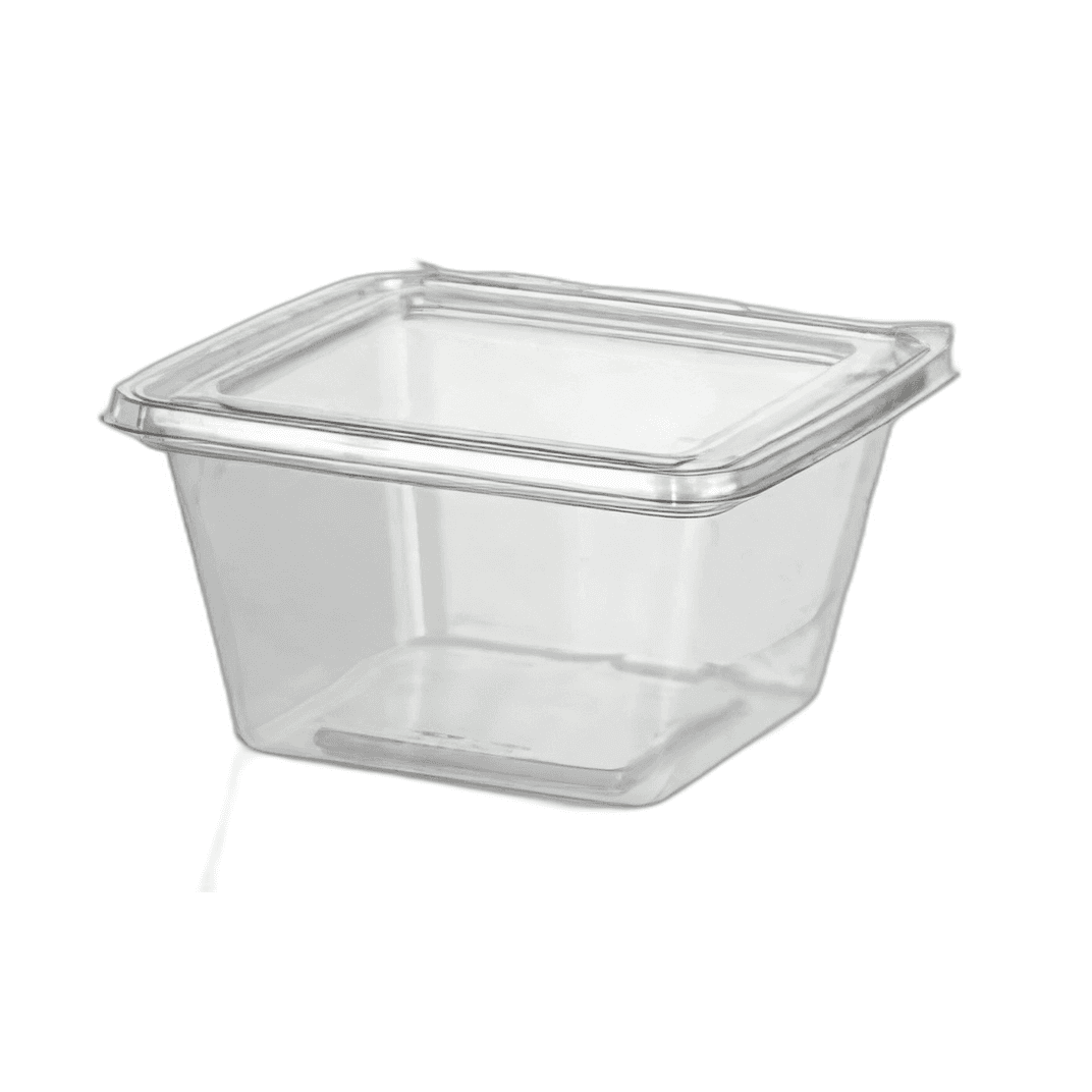 Fresh N' Sealed® Deli Container Hinged With Flat Lid 12 OZ PET Clear Square 256/Case