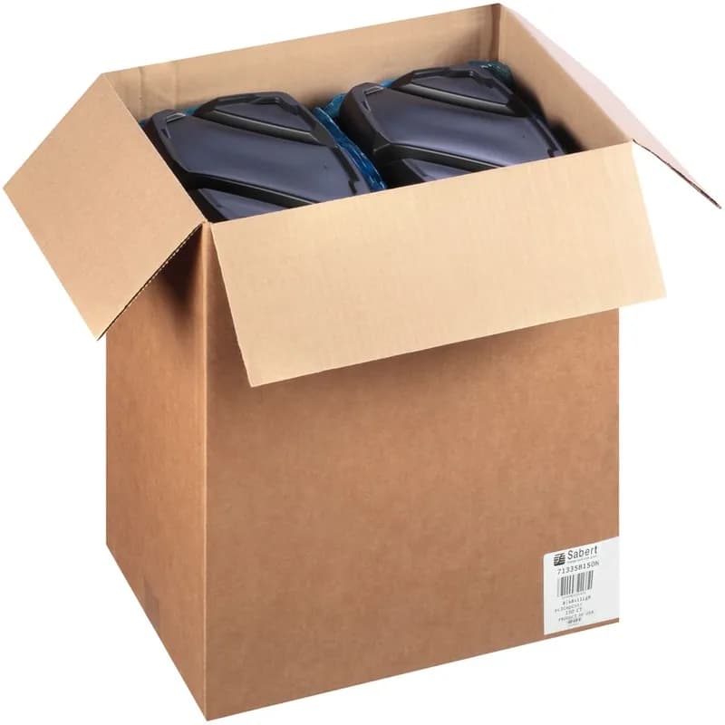 Take-Out Container Base 11X8X1.63 IN 3 Compartment PP Black Rectangle 150/Case