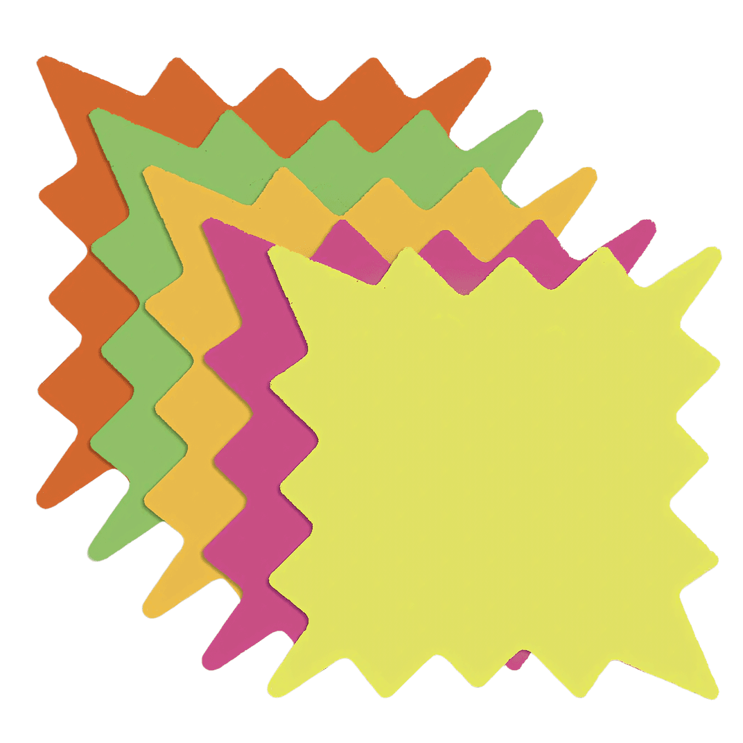Label 5X5 IN Multicolor Fluorescent Starburst Small Multicolored Pack 100/Pack