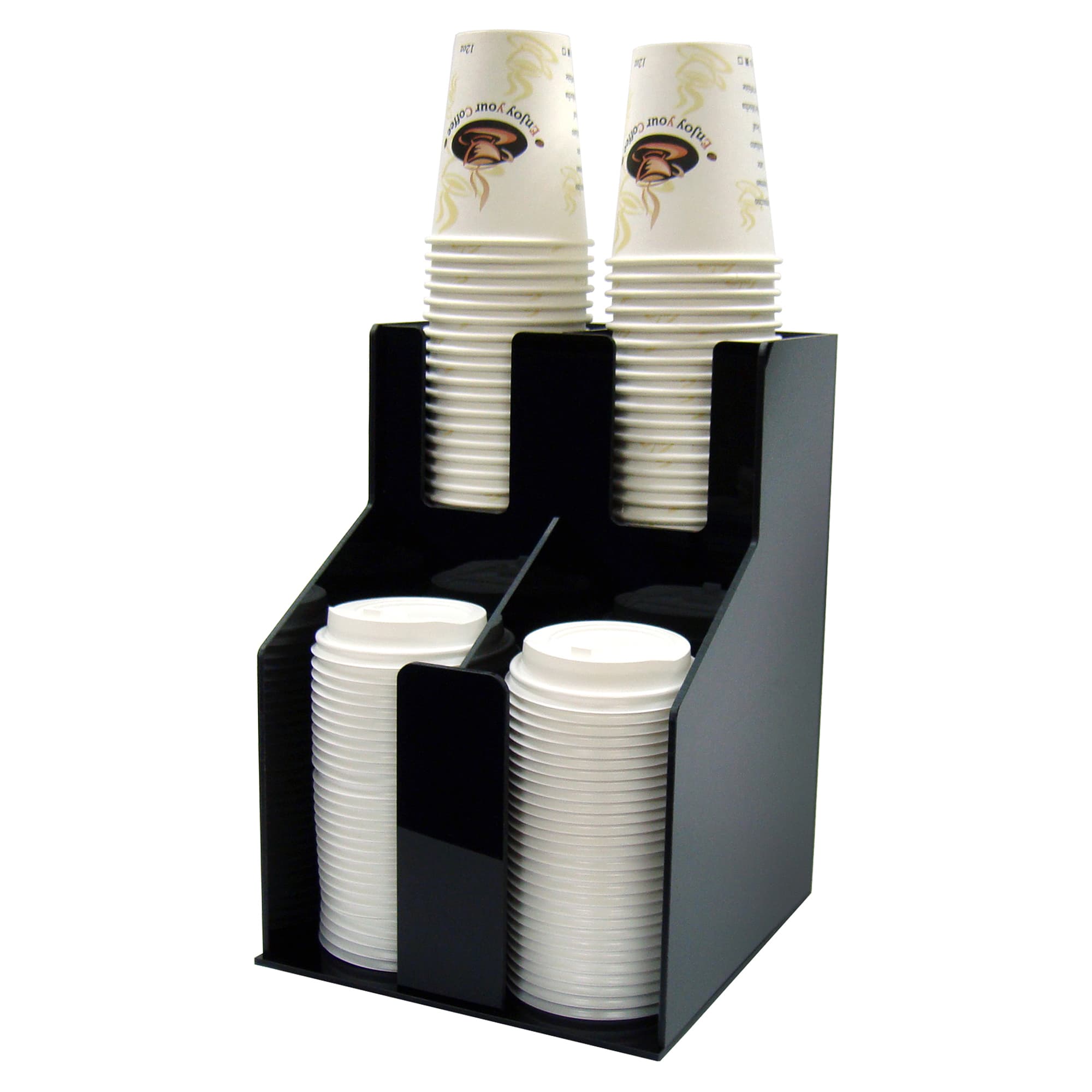 Cup & Lid Organizer 8.5X8.625X12.25 IN Plastic 2-Tier 2-Stack 1/Each