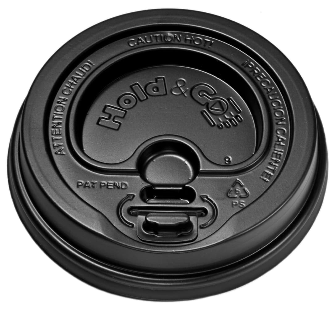 Lid Dome PS Black For 12-24 OZ Hot Cup Sip Through Lock Tab 1200/Case