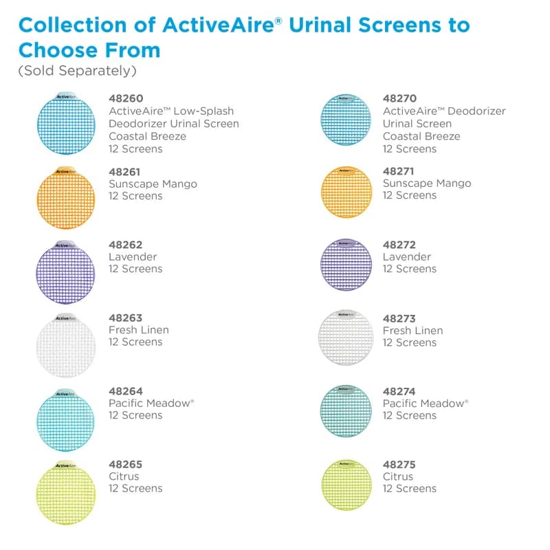 ActiveAire® Urinal Screen Coastal Breeze Blue Plastic Low Splash Deodorizer 12/Case