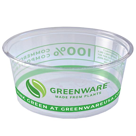 Greenware® Souffle & Portion Cup 3.3 OZ PLA Clear Stock Print Round 2000/Case